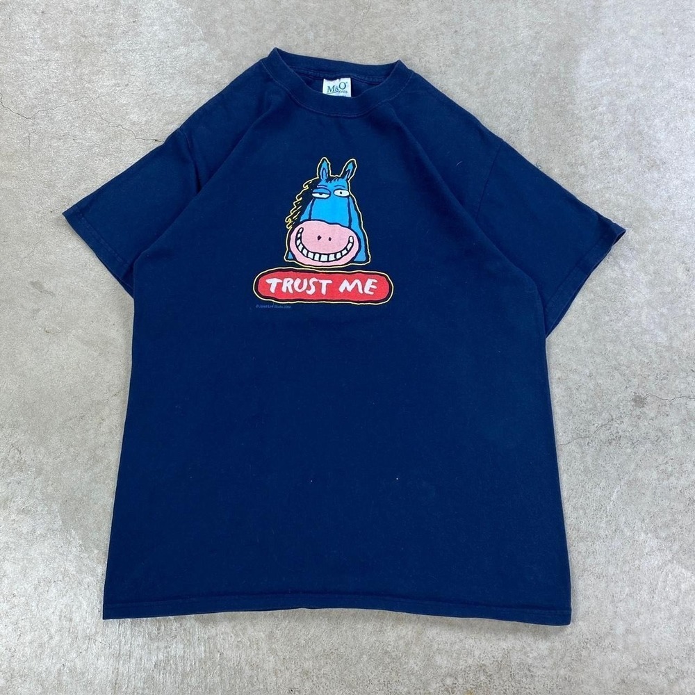 Vintage Jared Lee Studio Shirt Size Medium Navy Blue 2006 Trust Me Donkey